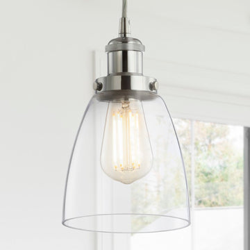 Cleo 5.5" Adjustable Metal/Glass LED Pendant - JONATHAN Y